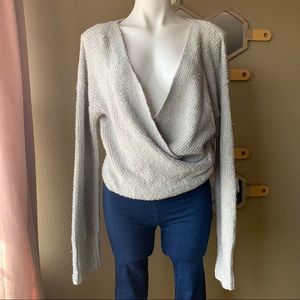 Free People Sensual Wrap Sweater in Grey, size Med
